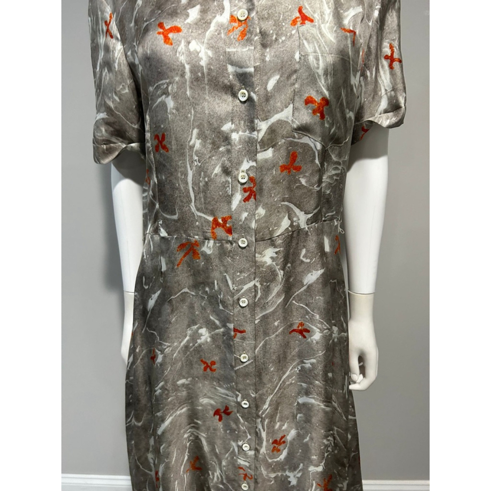 Altuzarra Kierra Gray and Orange Printed Midi Dress Size 10 (42) *** no belt - Picture 8 of 13